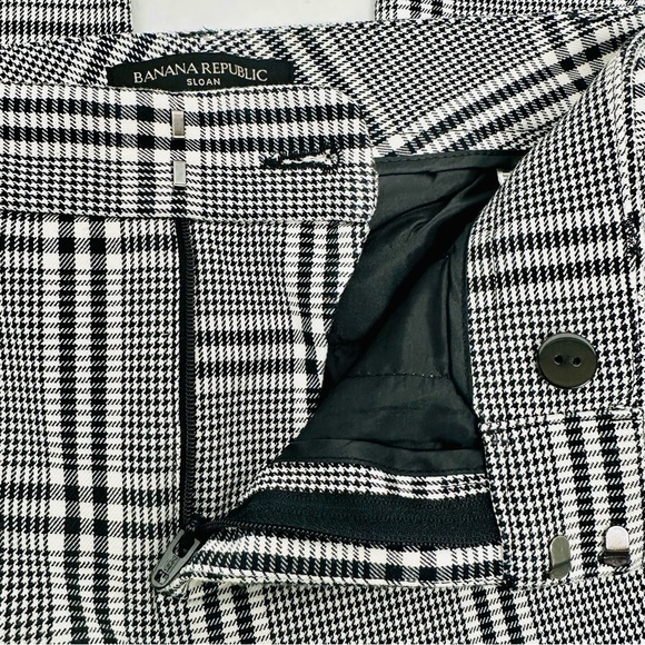 Banana Republic Sloan Pant Neutral Black and White Plaid Size: 0 - Picture 5 of 6